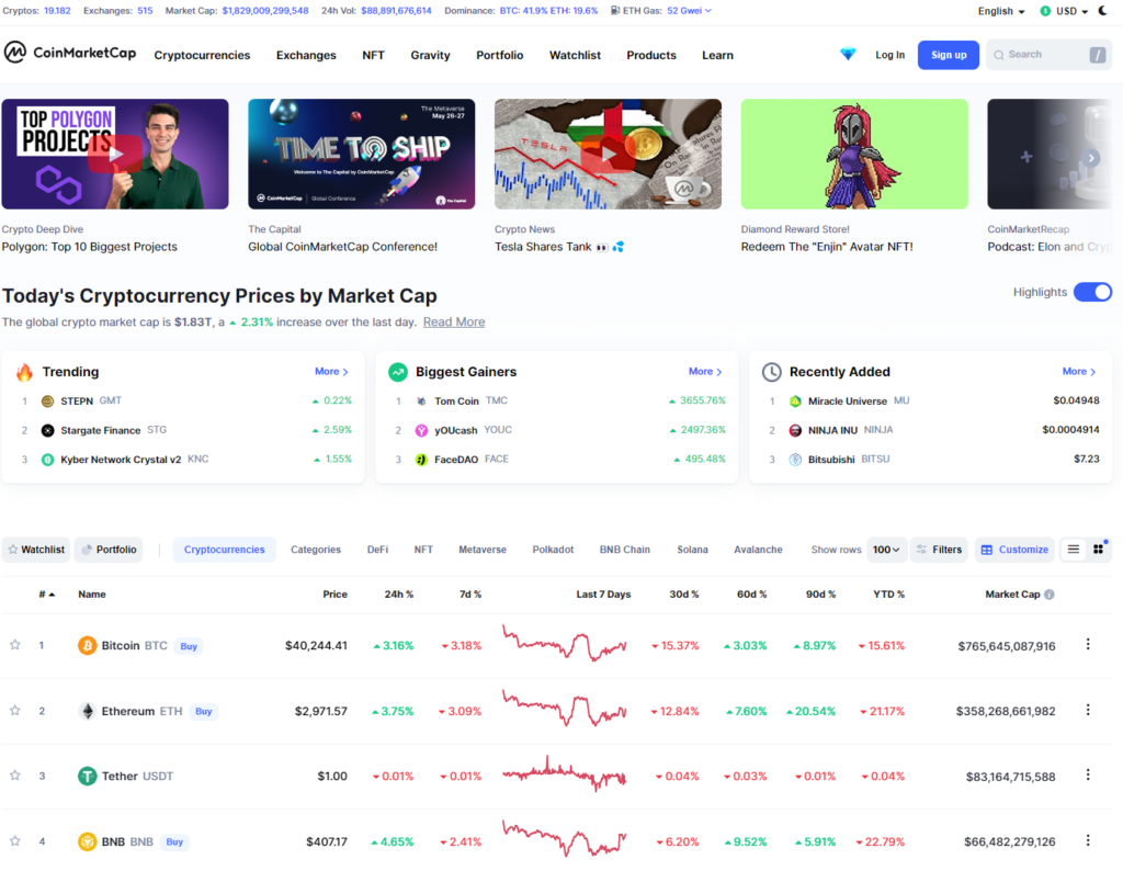 Coinmarketcap offers a REST API through which we can access Crypto Price data.
