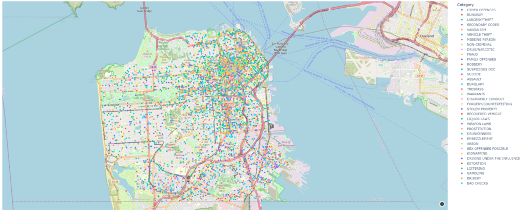 Crime Map of San Francisco (SF Crime Map) - Kaggle Crime Prediction Challenge. Crime Classification XGBoost