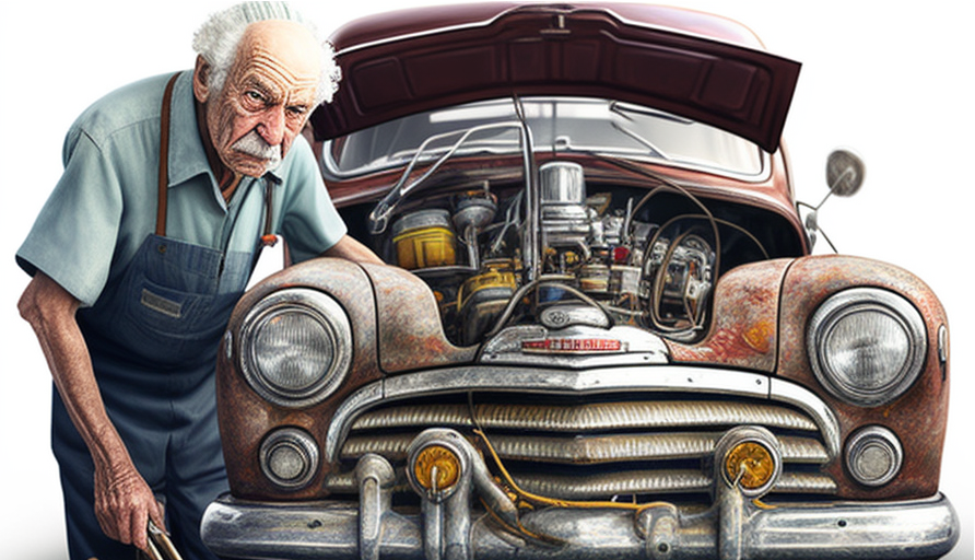 You can spend much time tuning a machine learning model. Image generated with Midjourney. portrait of an old mechanic working on a car. relataly.com