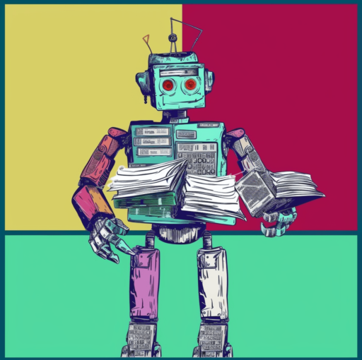 Generative AI can compare documents and spot differences or deviations from the norm. ChatGPT robot colorful pop art